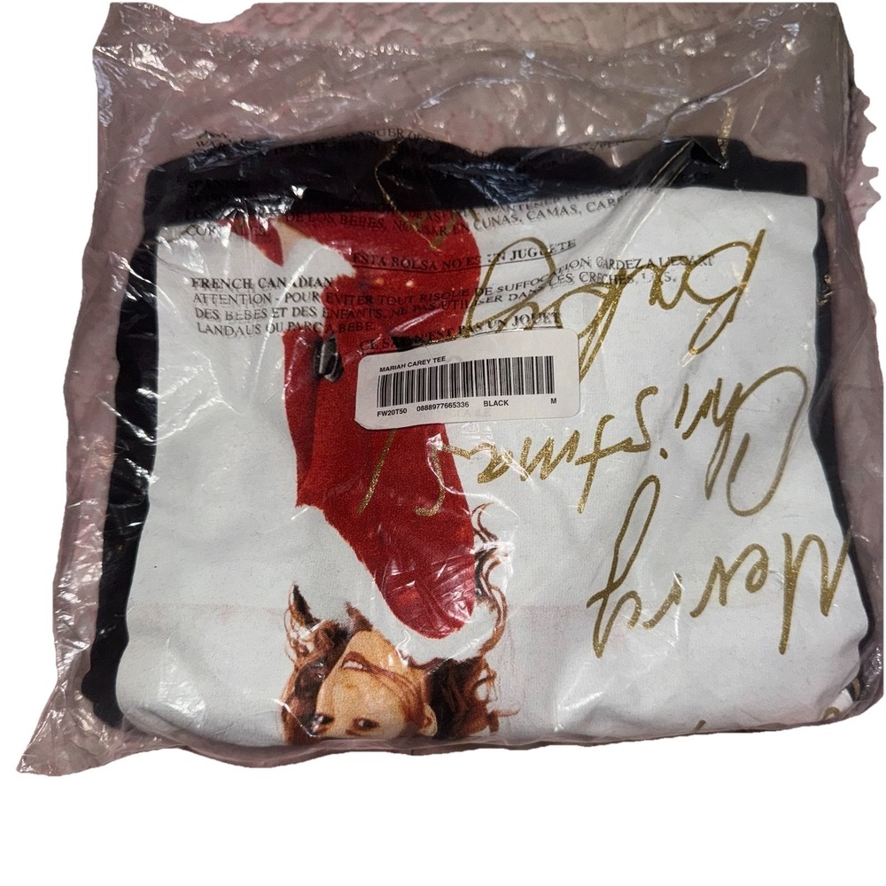 Supreme Mariah Carey Christmas Photo Tee T-Shirt Medium Black FW20 Logo Graphic - Picture 4 of 4